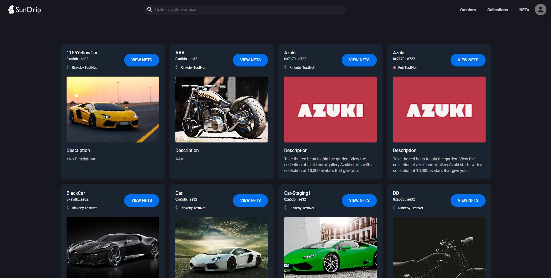 Screenshot of  web app
